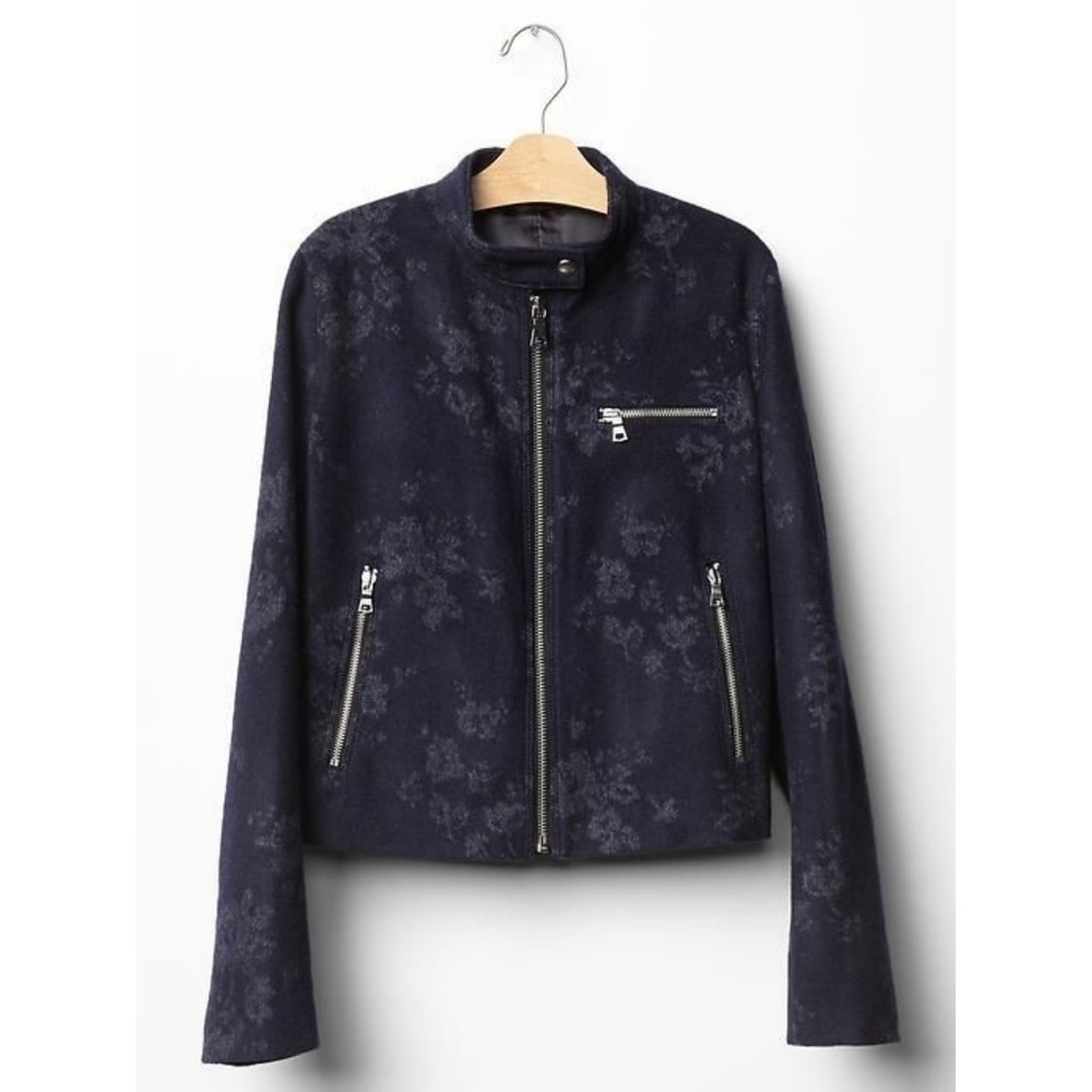 GAP wool floral biker jacket